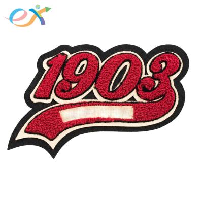 China custom 3 inch 3D men's clothing logo sweatsuit 3d chenille varsity letter patch 1903 no minimum for sale