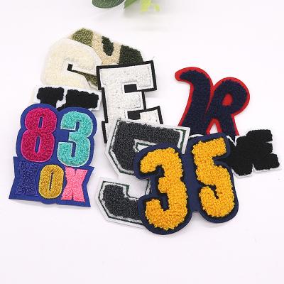 China Other toweling embroidered woven patch alphabet patches iron on patches for clothing for sale