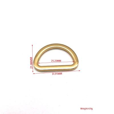 China Customized Light Gold Zinc Alloy 1 Inch D Ring Buckles Bag Accessories Metal Cut D Clips For Handbags for sale