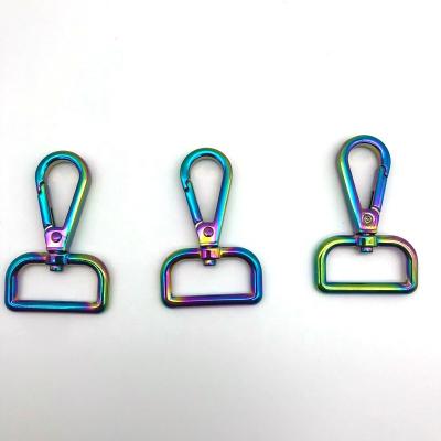 China Cheap Hardware Accessories Metal Bag Zinc Alloy Snap Hooks For Bag Rainbow Metal Key Chain Snap Hook for sale