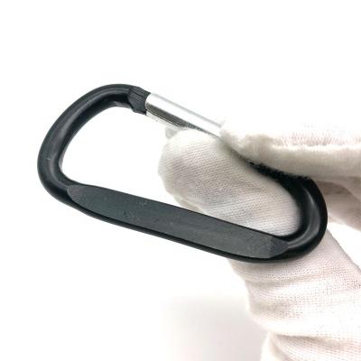 China Metal China Wholesales Custom Single Model 60 Mm Black Flat D-Ring Aluminum Metal Carabiner Hooks For Backpack for sale