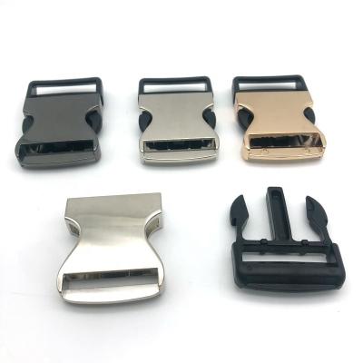 China Gold / Gunmetal / Silver Color Backpack Belt Hardware Fittings Various 38 Mm Metal Plastic Buckles Half Release for sale