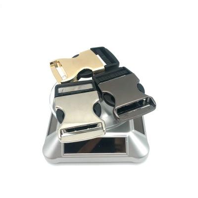 China Backpack Bag Accessories 3 Color Gunmetal/Gold/Silver Plastic And Metal Half Release Quick Buckles 32MM For Pet Collar for sale