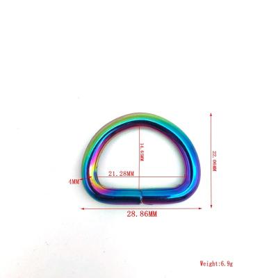 China Iron Manufacturers Supply Iron D Clips Buckle Rainbow Bag Accessories 21MM Staple Metal Wire Welded D Clip for sale