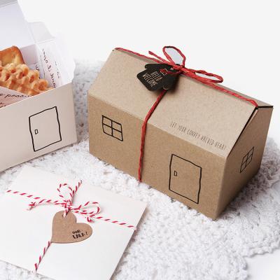 China Recyclable wholesale kraft small house party favor gift bag chocolate cake cookies packaging boxes for sale