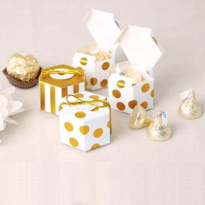 China Low MOQ Recyclable Cute Hexagon Mini Paper Packaging Containers Wedding Gift Chocolate Cookie for sale