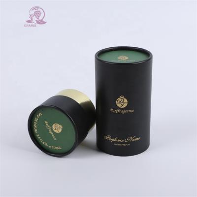 China 2021 Trend Customized Biodegradable Cosmetic Containers Packaging Paper Black Tube For 100ml 50ml Perfume Bottle Packaging for sale