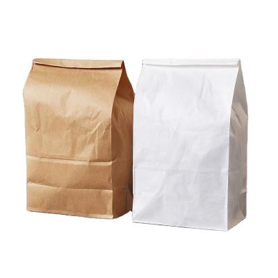 China Recyclable Custom Design Your Own Logo Flat Handle Restaurant Delivery Take Out Packaging To Carry Brown Paper Kraft Takeout Food Bag for sale