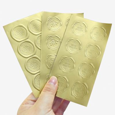 China Gold Box Bottle Wrap Gift Package Waterproof Wholesale Wax Seal Sticker for sale