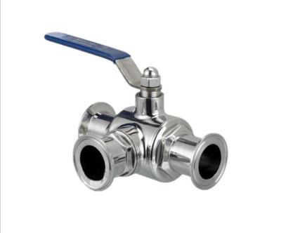 China General sanitary 304 316L three way stainless steel ball valve for food and drink for sale