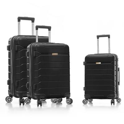 China Trolley 4 Wheels Spinner 210d Polyester PP Zipper Factory Supply PP Luggage Set 3 Pcs for sale