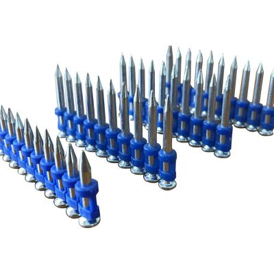 China 2.7mm*25mm Plastic Blue Strip Concrete Nails pins , Smooth Shank Flat Head Nails for sale