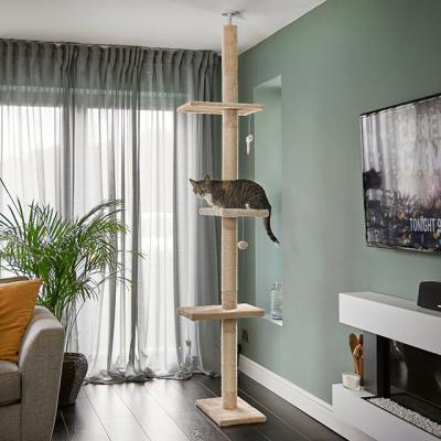 China Large Sustainable Luxury Multilevel Cat Tree House Wood Scratching Posts Plastic Cat Tree for sale