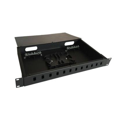 China Metal 19 Inch SC LC Rack Mount Fiber Optic Distribution Frame Fiber Optic Patch Panel Rack Mount FTTH 12 ODF Ports for sale