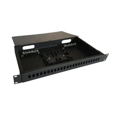 China Ftth 19 Inch ODF 24 Ports ODF SC FC LC ST FC Optic Rack Mount Fiber Optic Patch Panel Rack Mount 1u Metal for sale