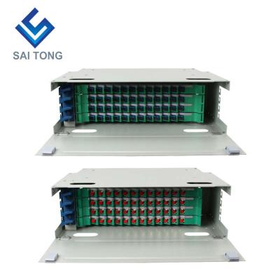 China FTTH FTTB FTTX Network SaiTong FTTH 19 Inch 48 Port Rack Mount Cabinet SC/FC ODF 4 U 48 Core Distribution Frame Optical Fiber Optional Full Load for sale