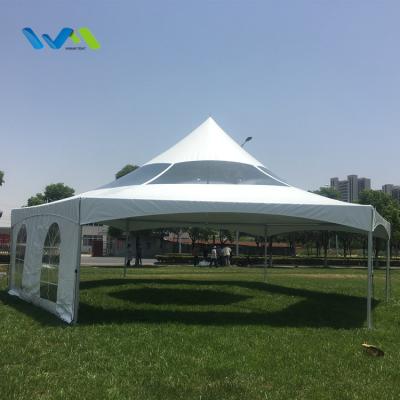 China 10m high waterproof white and clear roof PVC maximum hexagonal gazebo tent in Kenya for sale