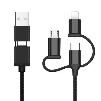 China Hot Selling Mobile Phone Amazon USB and Type C2 in Cable Interface 3A Fast Charging 1 Cable Low Factory Price Direct Sales for sale