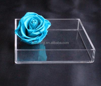 China 5 Sides Handmade Rectangle Tray Square Clear Acrylic Tray Cube Restaurant Hotel Server Use Acrylic Plastic Tray for sale