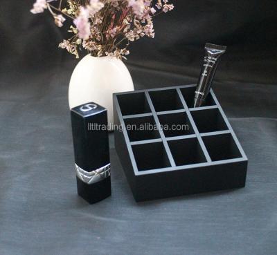 China Handmade Black Acrylic Makeup Organizer 9 Floor Matt Nail Polish Racks Makeup Organizer Acrylic Square Grids for sale