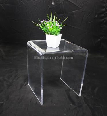 China Handmade clear fashion modern acrylic table for cafe store N folding console table riser wedding 12mm acrylic single side table for sale