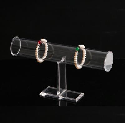 China Handmade Scrunchies Show Custom Wholesale Plexiglass Acrylic Rope Band Rack Shelf Holder T Bar Hair Scrunchies Display for sale