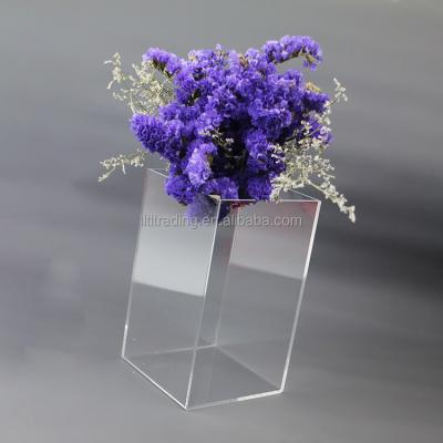 China Handmade Square Tall Acrylic Vase For Weddings Flowers Morden Luxury Custom Shape Sizes Print Logo Wholesale Clear Acrylic Vase for sale