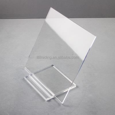 China Wholesale standed table desk handmade manu display customize transparent assemble plexiglass plastic perpex acrylic sign holder for sale