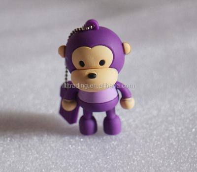 China Lovely Animal Purple Cute Flash Key Chain Cartoon USB Flash Drive 8gb Promotion Monkey U Disk USB Drive for sale