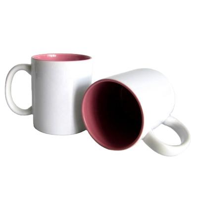 China Wholesale 11oz Sublimation Disposable Ceramic Blank Inner Colorful Blank Sublimation Ceramic Mug for sale