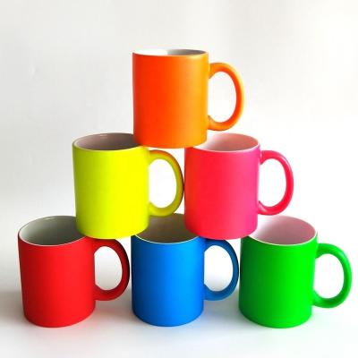 China White 11oz Disposable Sublimation Ceramic Mug With Neon Color for sale