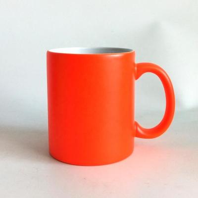 China Plain 11oz Ceramic Disposable Mugs For Printing Sublimation Mug Ceramic Coffee Mugs With Neon Color for sale