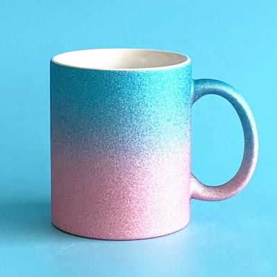 China 11oz Glitter Gradient Ramp Coffee Mug Disposable Personalized Ceramic Sublimation Empty Customized Mug For Customized On Sale for sale