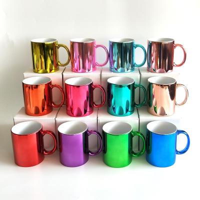 China 11oz Disposable Plating Color Mug Wholesaler Mugs Sublimation Plated Ceramic Coffee Mug for sale