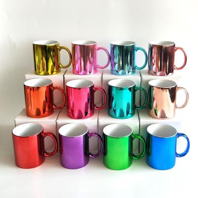 China 11oz Disposable Plating Color Mug Wholesaler Mugs Sublimation Plated Ceramic Coffee Mug for sale