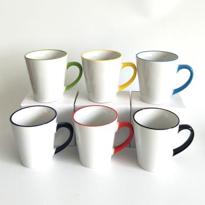 China Disposable Zibo Factory 12oz High Quality Rim And Handle Color Sublimation Mugs Coffee Cup Mug for sale