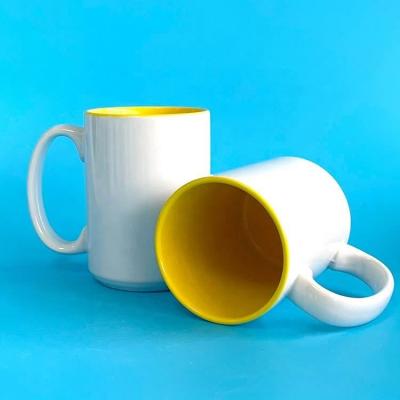 China Wholesale 15oz Disposable Color Sublimation 15oz Ware White Inner White Coffee Mug for sale