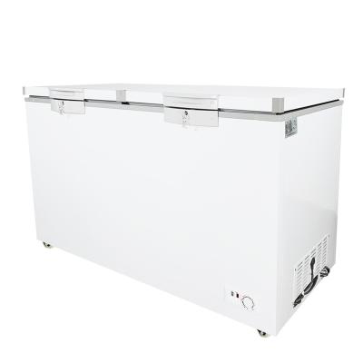 China Horizontal Commercial Refrigerator Freezer Single-temperature Double Door Freezer Copper Tube Large Capacity Chest Freezer for sale