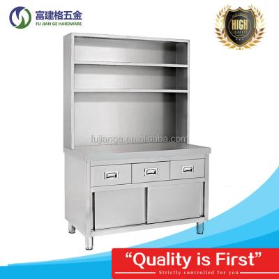 China Guangzhou Factory Modern Commercial Buffet Storage Cabinet Restaurant Kitchen Equipment Commercial Work Table With Top Shelf for sale