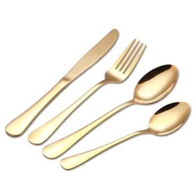 China Household Disposable Nordic Luxury Western Tableware 304 Stainless Steel Gold Commercial Steak Knife, Fork and Spoon Three-Piece Set for sale