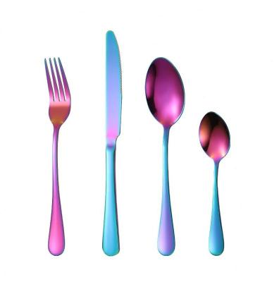 China Disposable Makers Creative Colorful Stainless Steel Knife, Fork and Spoon High End Western Hotel Food Steak Tableware Set for sale