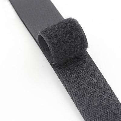 China Workable 20mm Width Sew On Black Hook And Loop Roll Back Nylon Fabric Fastener Locking Tape For DIY Sewing Crafts, Garments, Shoe for sale