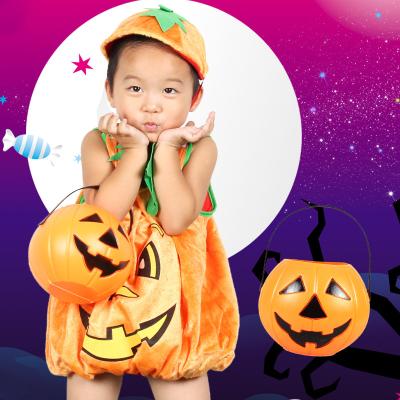 China Outdoor Festival Decoration Pick Halloween Celebration Plastic Popular Lit Orange Pumpkin Lantern for sale