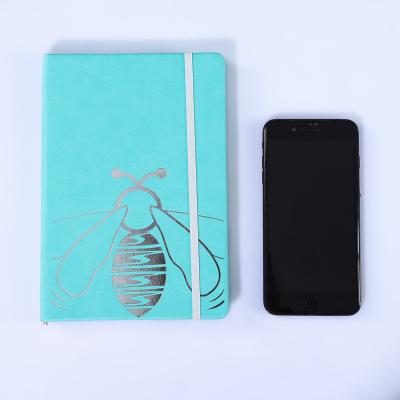 China Hardcover Customize Printed Silver Foil Leather Cover Notebook With Elastic Band for sale