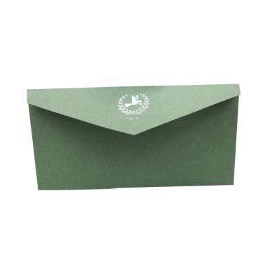 China Custom Green Special Silver Foil Recycled Logo Gift Card Paper Envelopes for sale