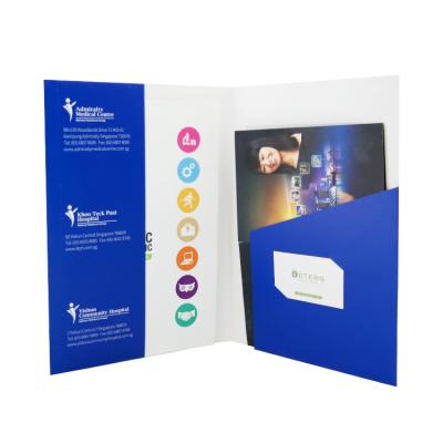 China Wholesale custom school logo a4 size card white paper file presentation folder with matte lamination for sale