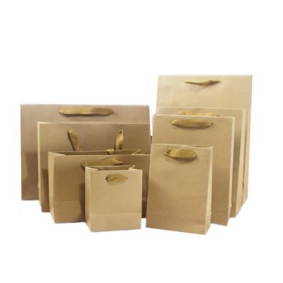 China Recyclable Wholesale Cheap Brown 260gsm Craft Kraft Paper Bags With Handle for sale