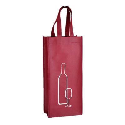 China Double stiiched eco-friendly non woven bottle wine shopper shoulder bag with long handle for sale