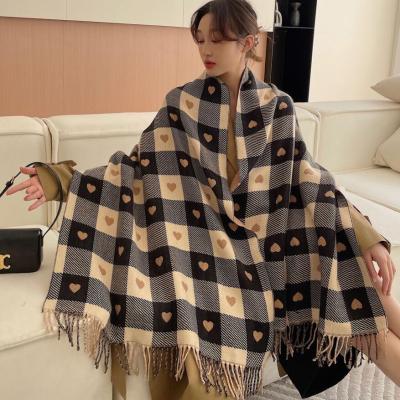 China Tie Dye 2021 Designer Famous Brand Lady Luxury Cashmere Scarf New With Heart Casmere Scarves 100% Cashmere for sale