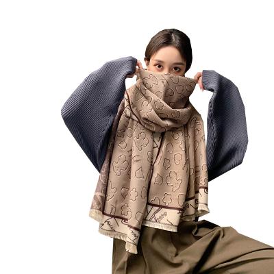 China Tie Dye Designer Famous Brand Lady Luxury Cashmere Scarf With Love Bear Casmere Scarves 100% Cashmere For Women for sale